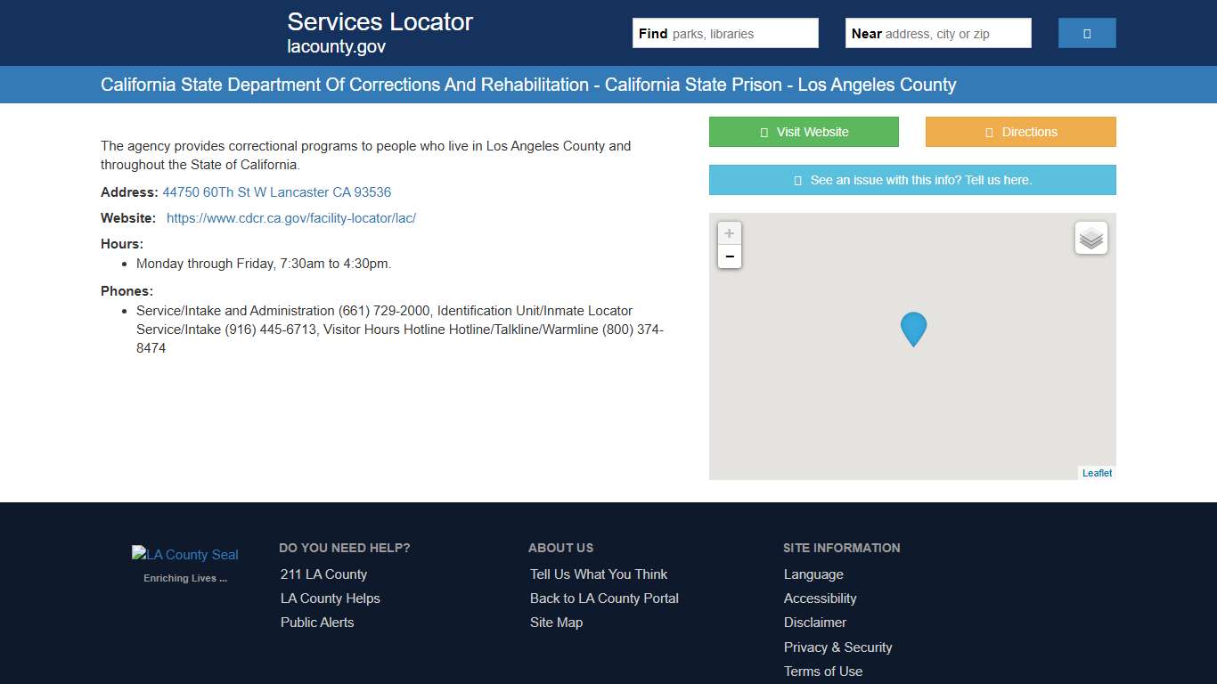 California State Department Of Corrections And Rehabilitation - California State Prison - Los Angeles County